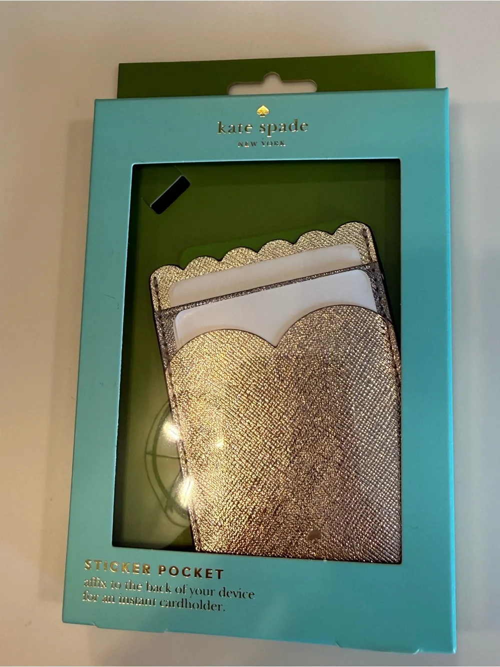 Kate Spade New York Scallop Triple Sticker Pocket Card Holder – Metallic Gold